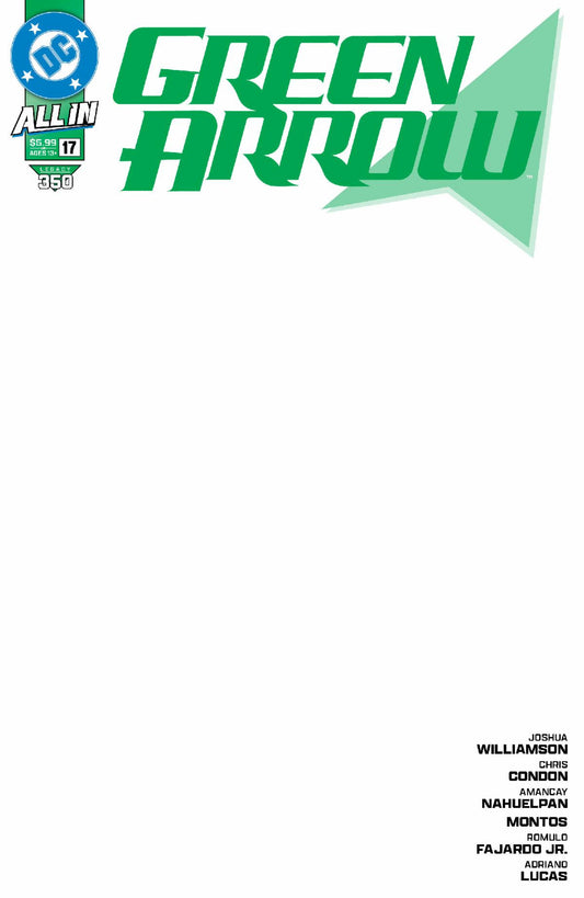 10/23/2024 GREEN ARROW #60 #350 CVR D BLANK CARD STOCK VARIANT  DC COMICS   