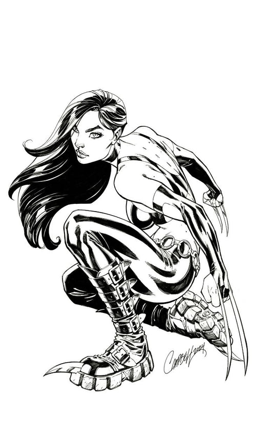 LAURA KINNEY WOLVERINE #1 J SCOTT CAMPBELL 1:25 B&W 2ND PRINT VARIANT 2025 Wolverine MARVEL PRH