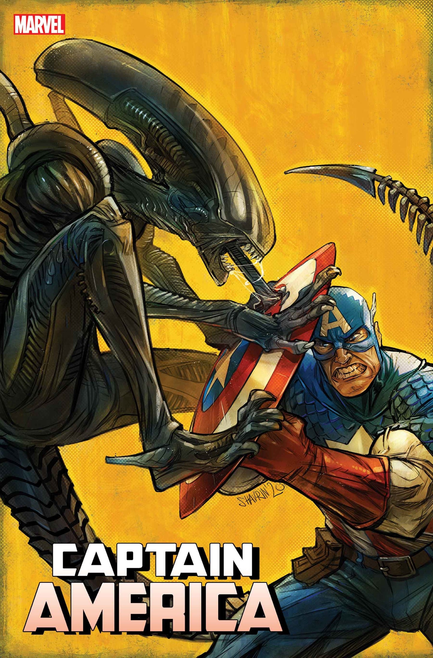 CAPTAIN AMERICA #27 SHAVRIN MARVEL VS ALIEN VARIANT 2021 comic books MARVEL COMICS   