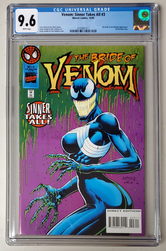 9.6 CGC Venom #3 Sinner Takes All #3 (1st She-Venom) 1995 [2030801017]