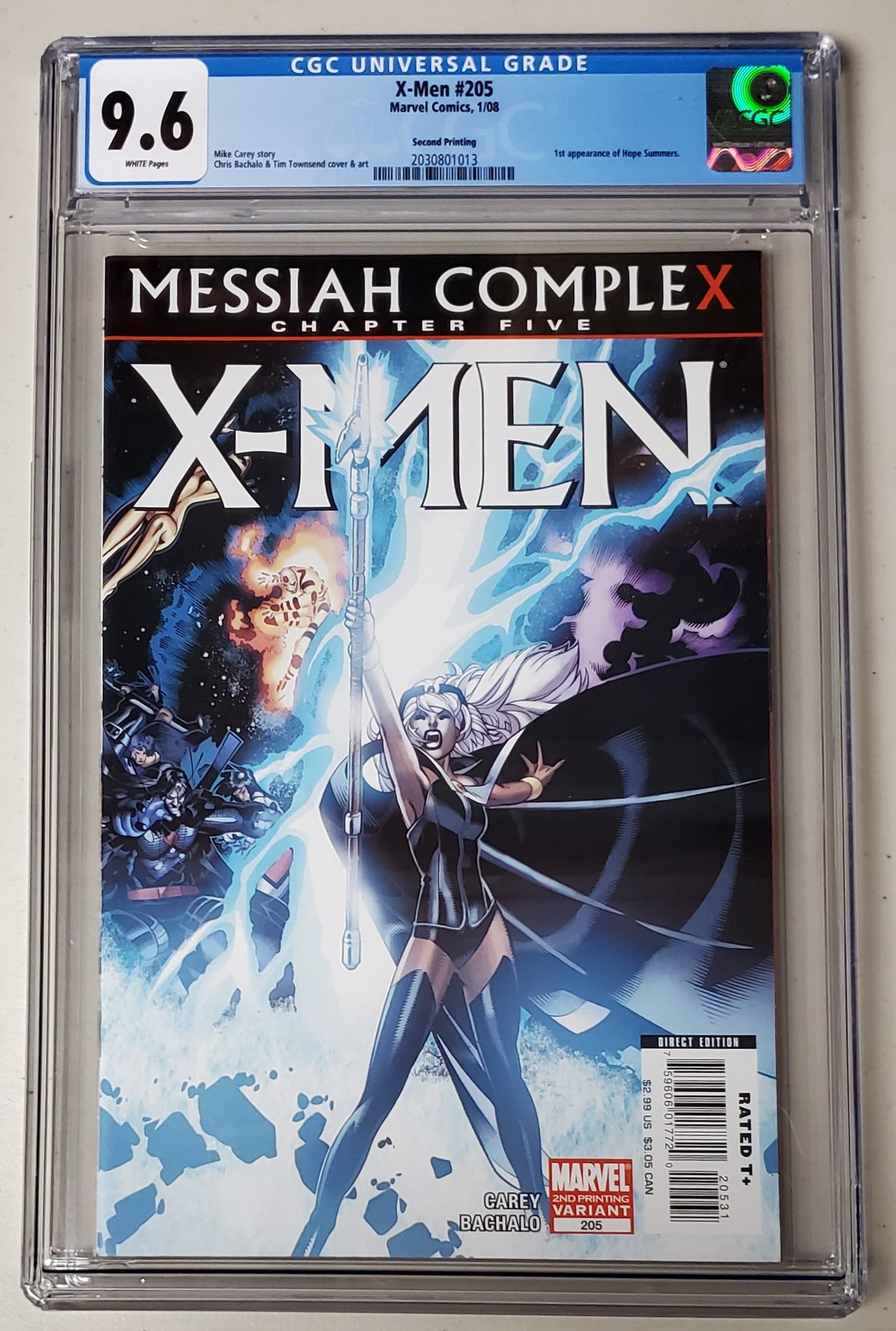 9.6 CGC X-Men #205 2nd Print Variant 1st App Hope Summers 2008 [2030801013 CGC CGC   