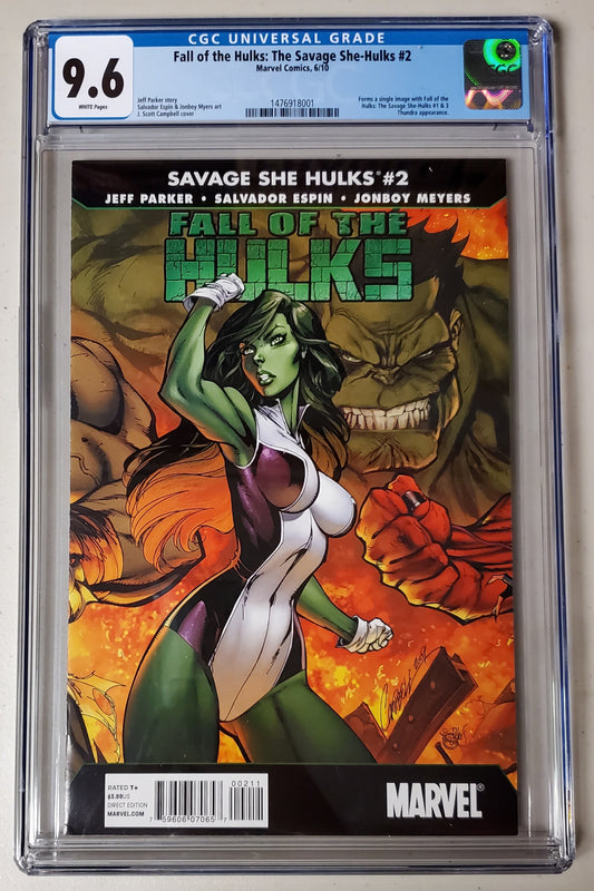 9.6 CGC Fall of the Hulks Savage She Hulk #2 J Scott Campbell 2010 [1476918001]