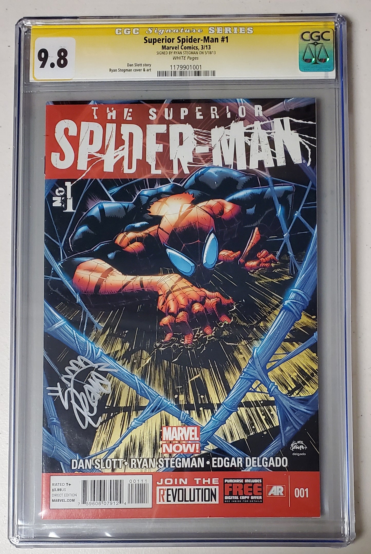 9.8 CGC SS Superior Spider-Man #1 signed by Ryan Stegman 2013