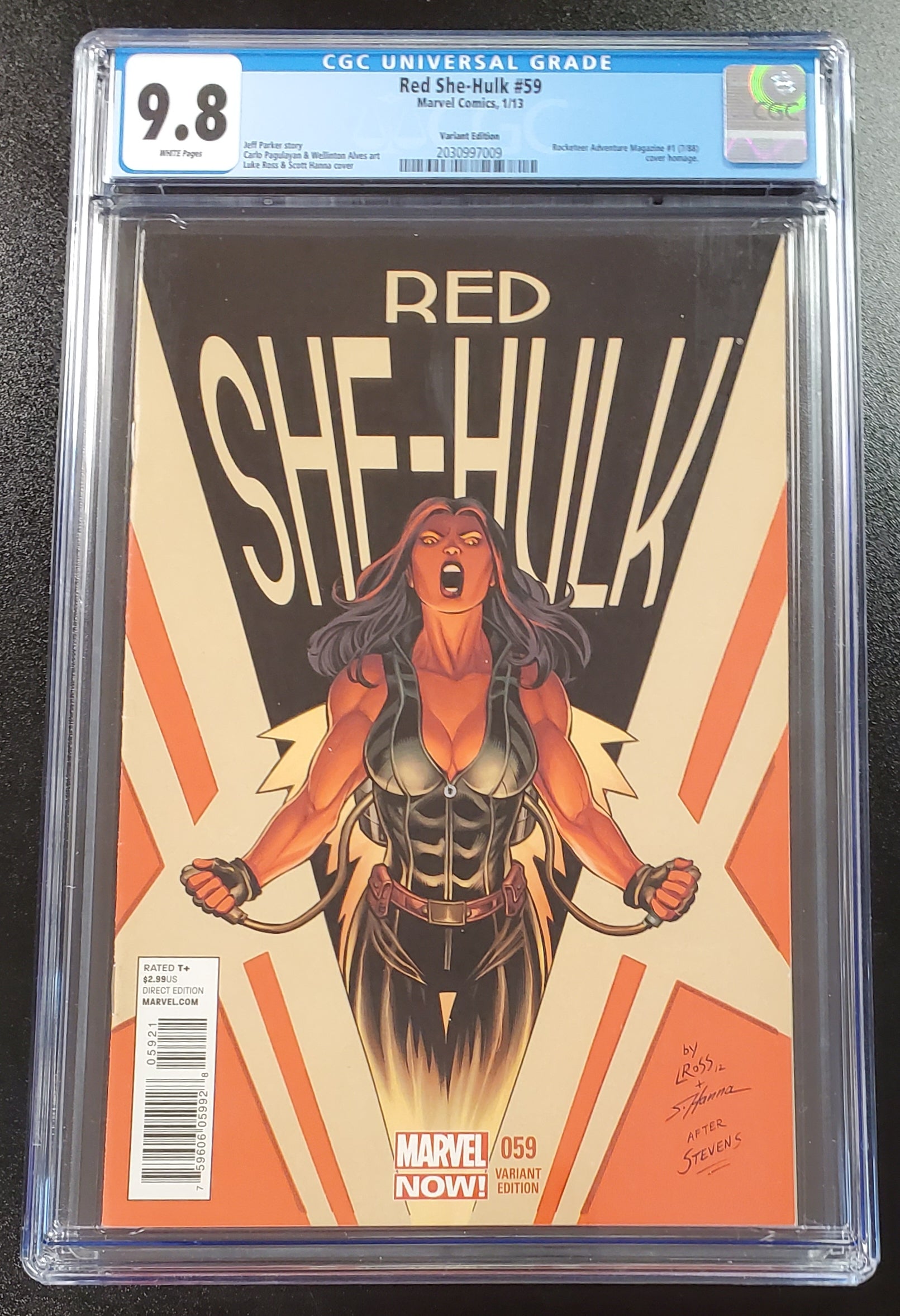 9.8 CGC Red She Hulk #59 Luke Ross Dave Stevens Homage 1:50 Variant 2013 She-Hulk CGC   