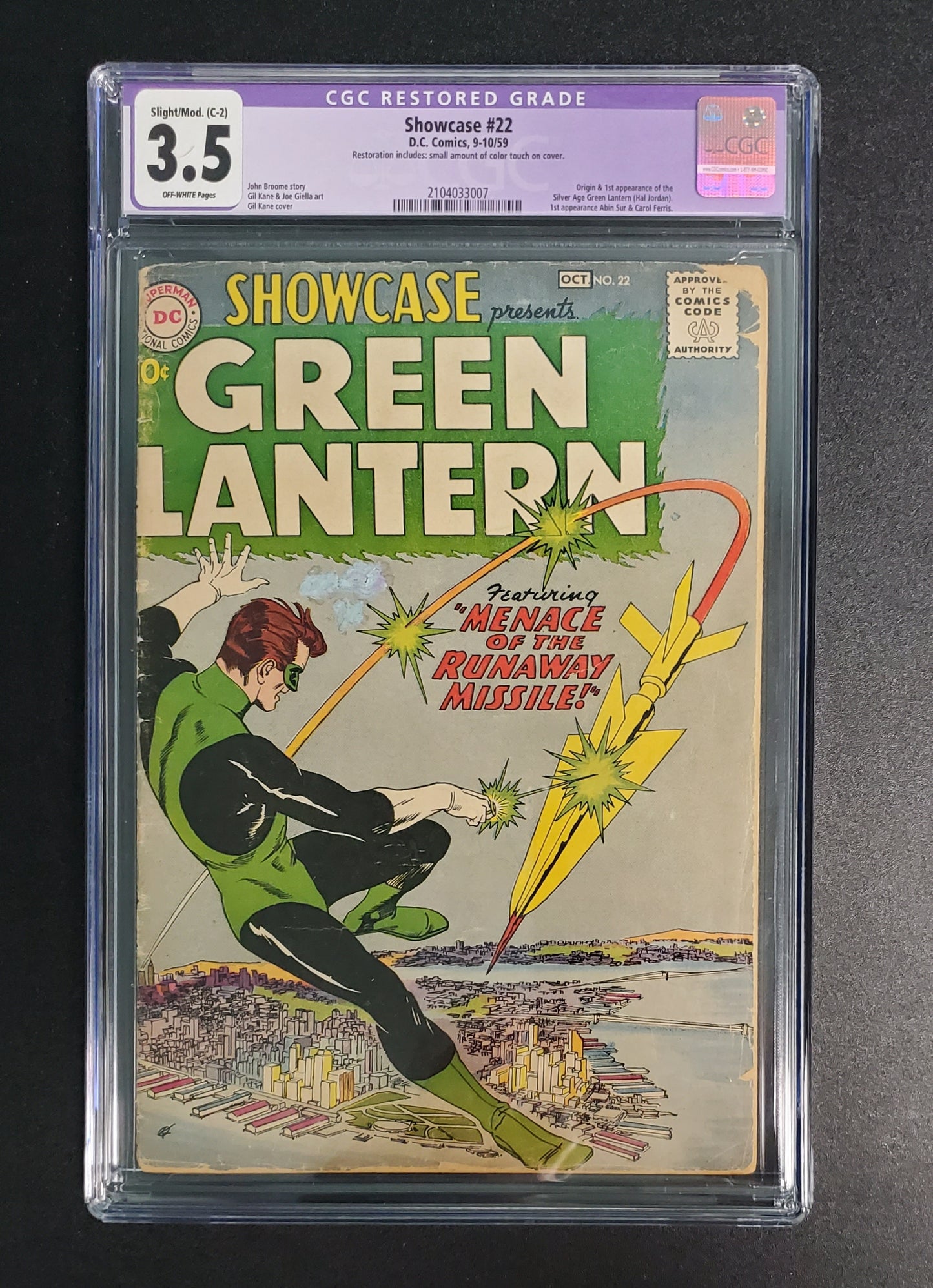 3.5 CGC PURPLE LABEL Showcase #22 (Origin & 1st App Green Lantern Silver Age Hall Jordan) Green Lantern CGC   