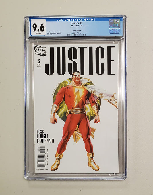 9.6 CGC Justice #5 Alex Ross 2nd Print Variant 2006 [3697392010]