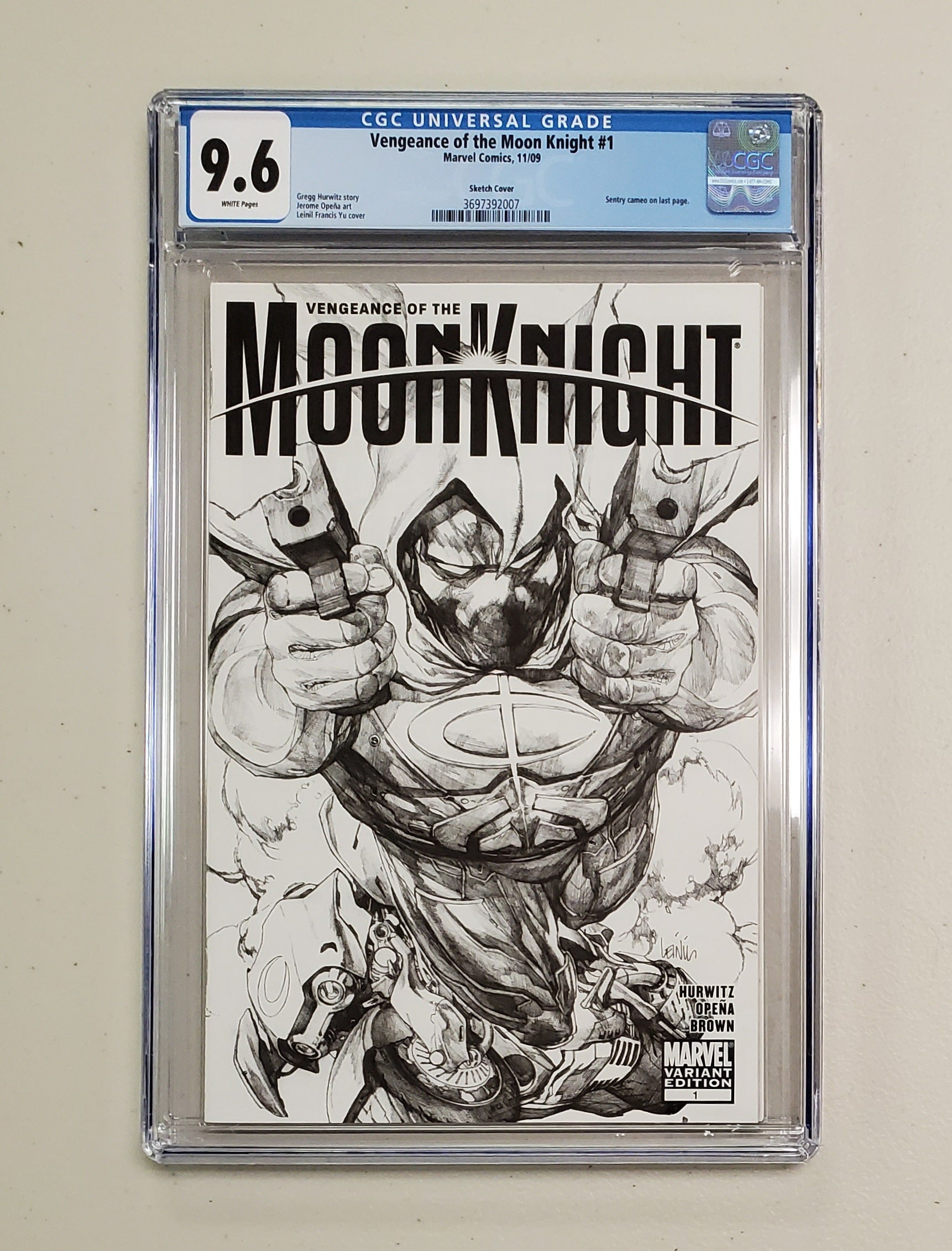 9.6 CGC Vengeance of Moon Knight #1 1:50 Sketch Leinil Yu Variant 2009 [3697392007] CGC CGC   