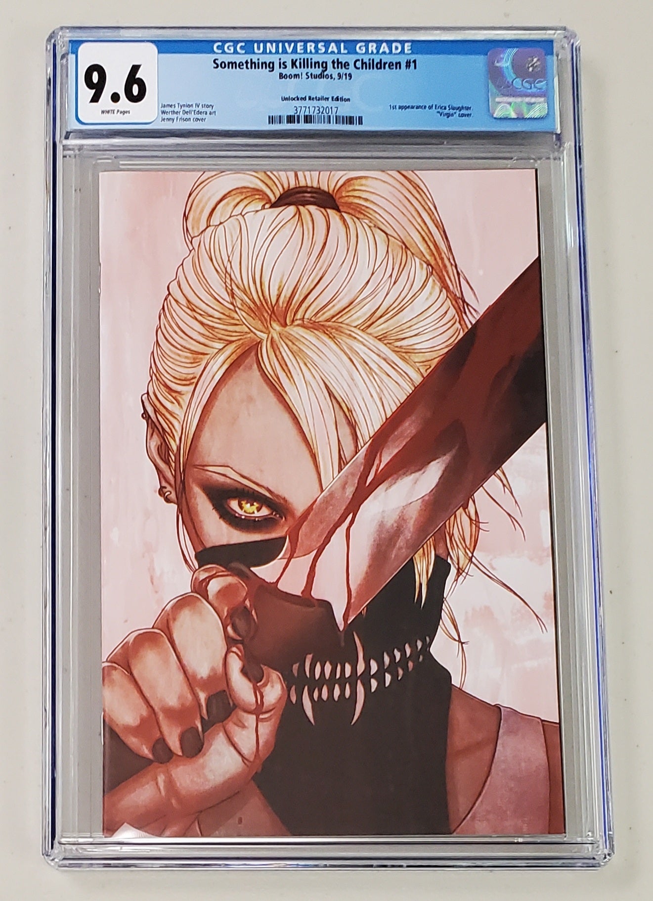 9.6 CGC SOMETHING IS KILLING THE CHILDREN #1 JENNY FRISON UNLOCKED RETAILER EDITION VIRGIN VARIANT [3771732017] Something is Killing the Children BOOM! STUDIOS   