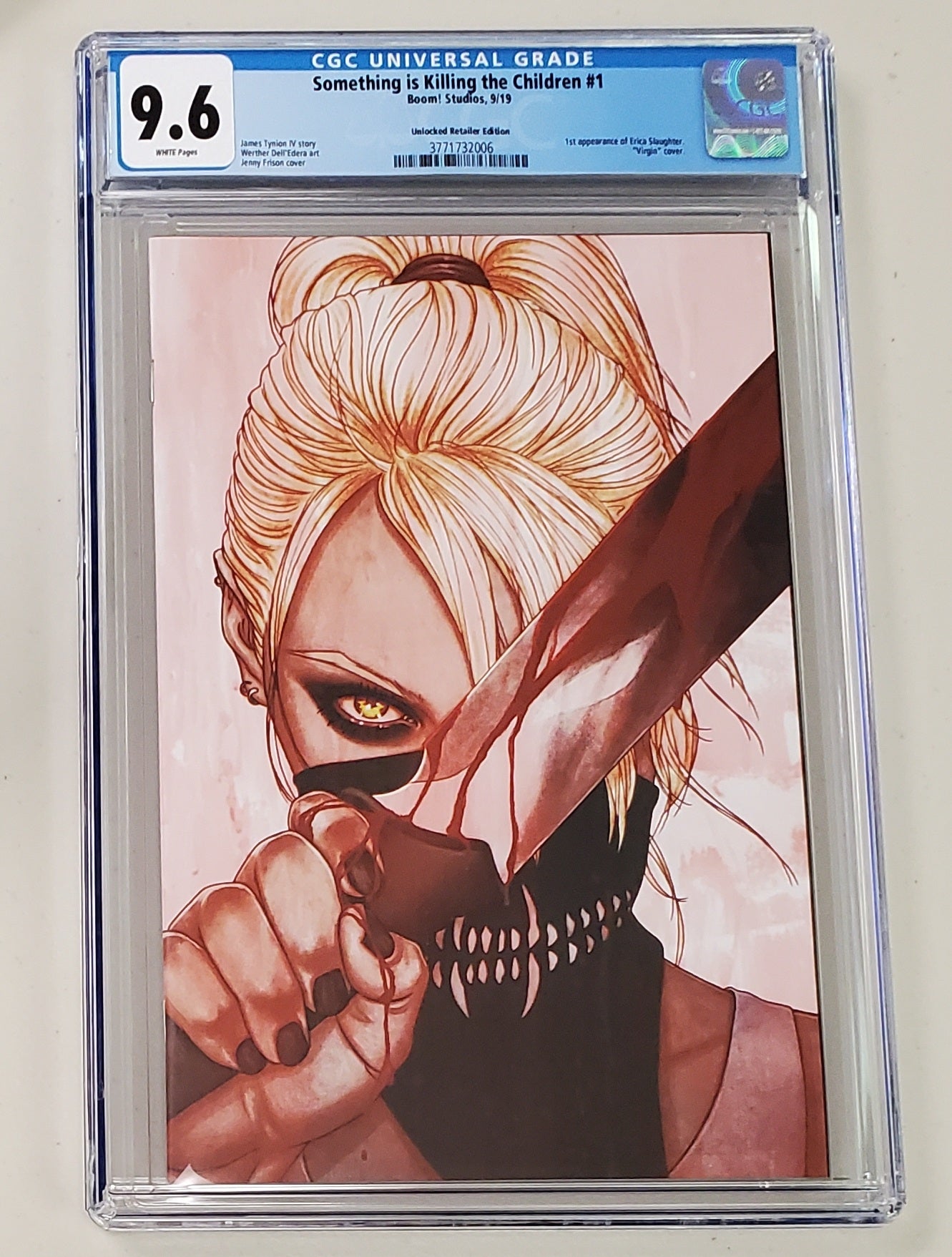 9.6 CGC SOMETHING IS KILLING THE CHILDREN #1 JENNY FRISON UNLOCKED RETAILER EDITION VIRGIN VARIANT [3771732006] Something is Killing the Children BOOM! STUDIOS   