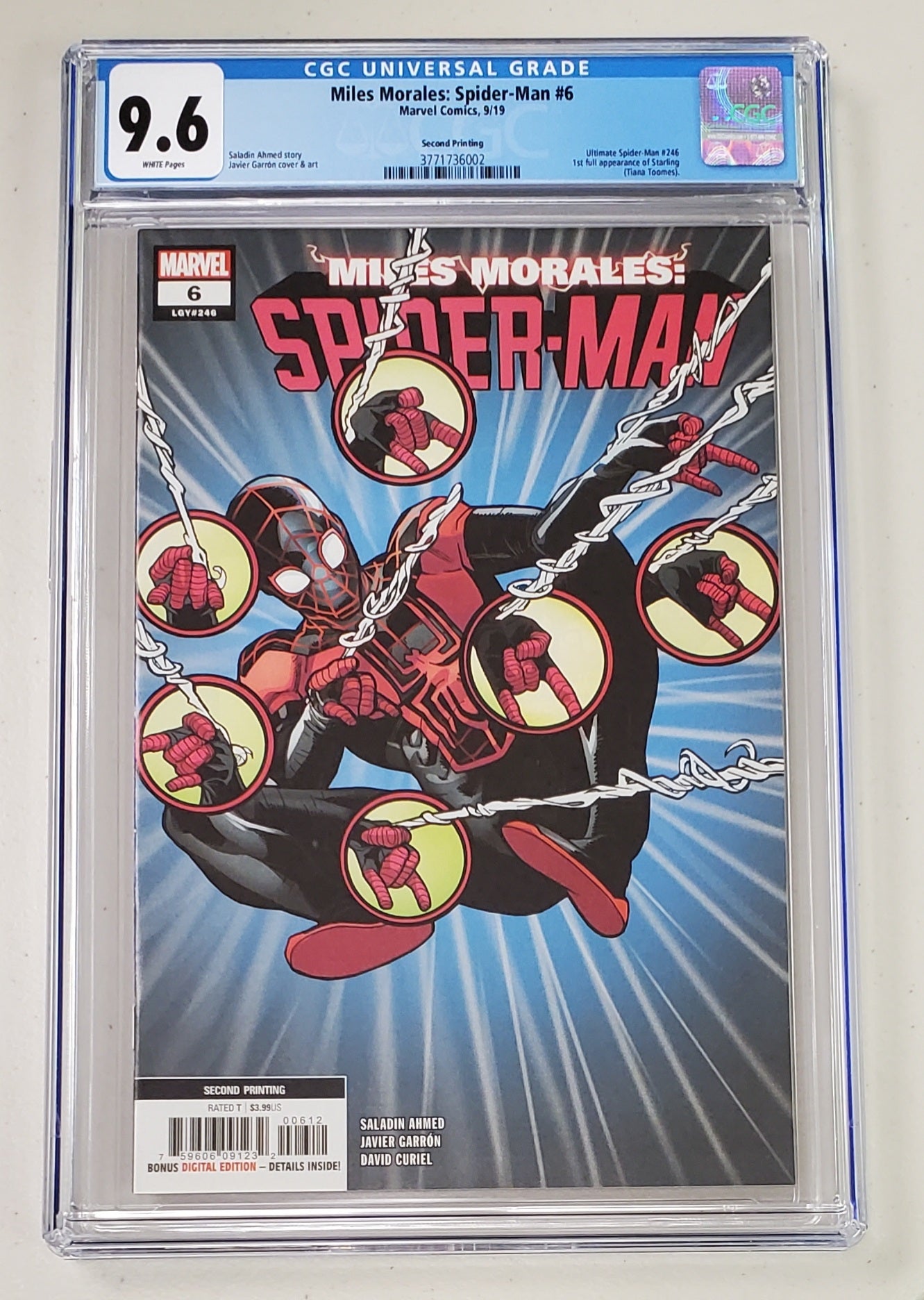 9.6 CGC MILES MORALES SPIDER-MAN #6 2ND PRINT VARIANT (1ST APP STARLING) [3771736002] comic MARVEL COMICS   