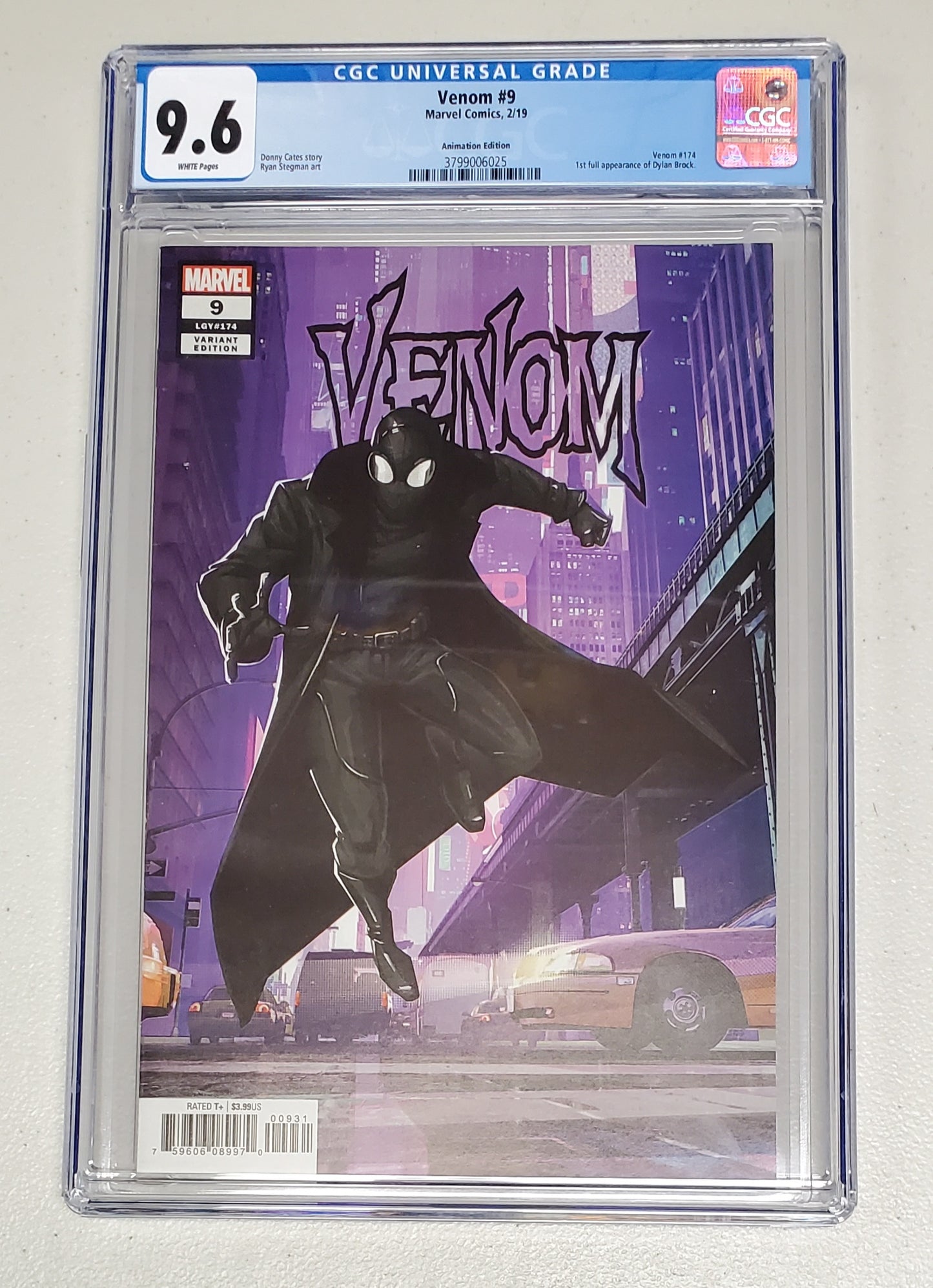 9.6 CGC VENOM #9 ANIMATION 1:10 VARIANT (1ST APP DYLAN BROCK) [3799006025] Venom MARVEL COMICS   