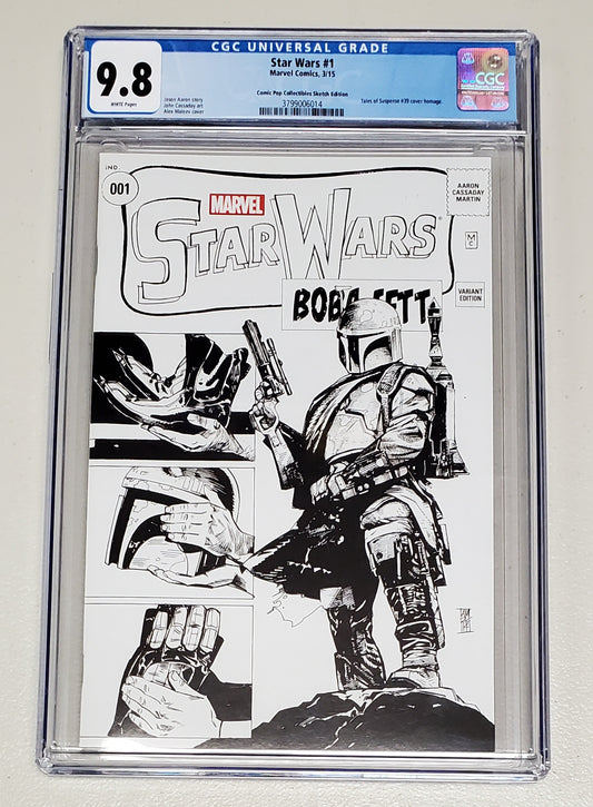 9.8 CGC STAR WARS #1 BOBA FETT HOMAGE B&W VARIANT [3799006014]