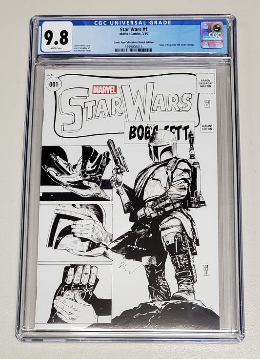 9.8 CGC STAR WARS #1 BOBA FETT HOMAGE B&W VARIANT [3799006013] comic book MARVEL COMICS   