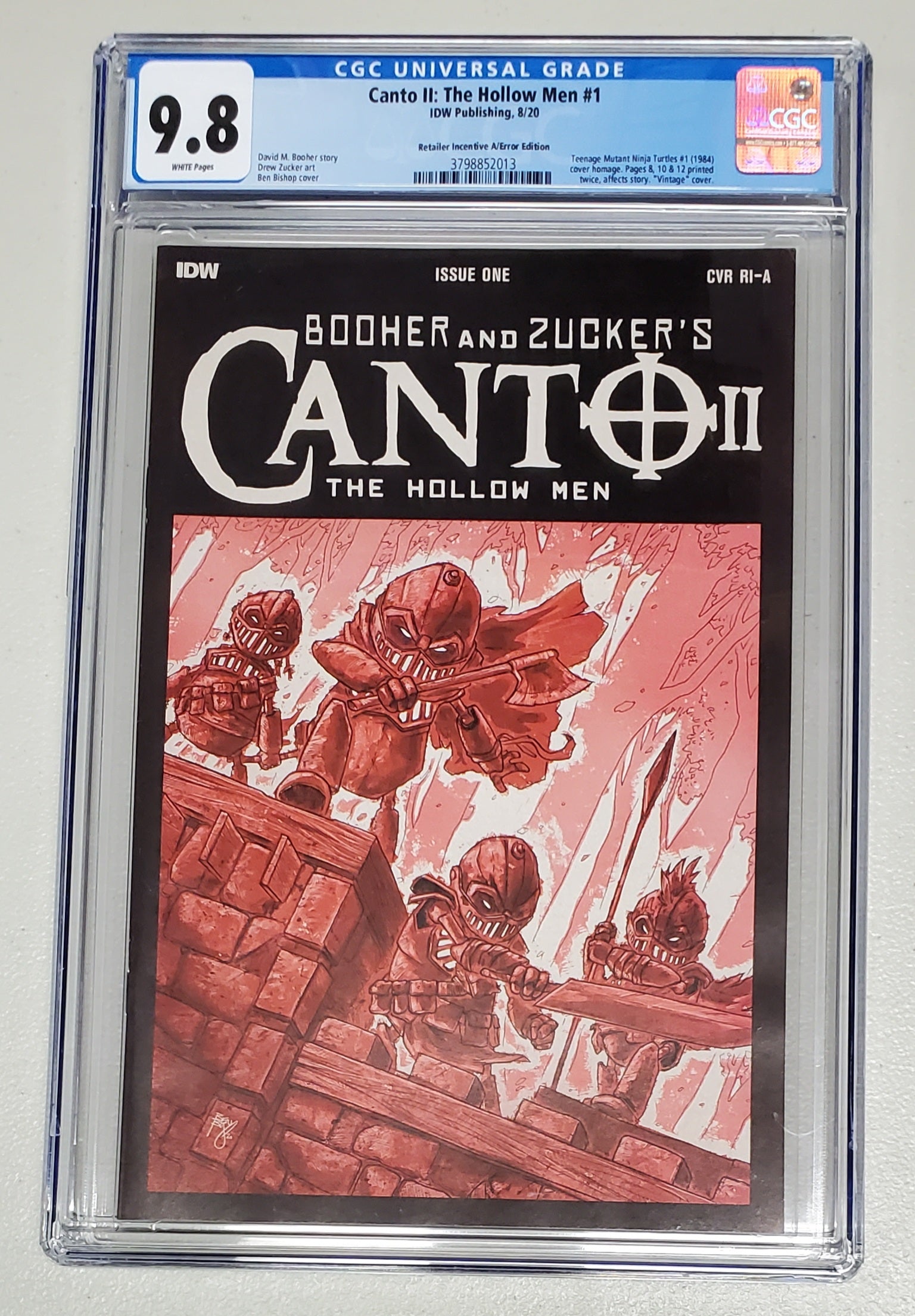 9.8 CGC CANTO II HOLLOW MEN #1 1:10 TMNT HOMAGE VARIANT (ERROR EDITION) [3798852013] Canto IDW   