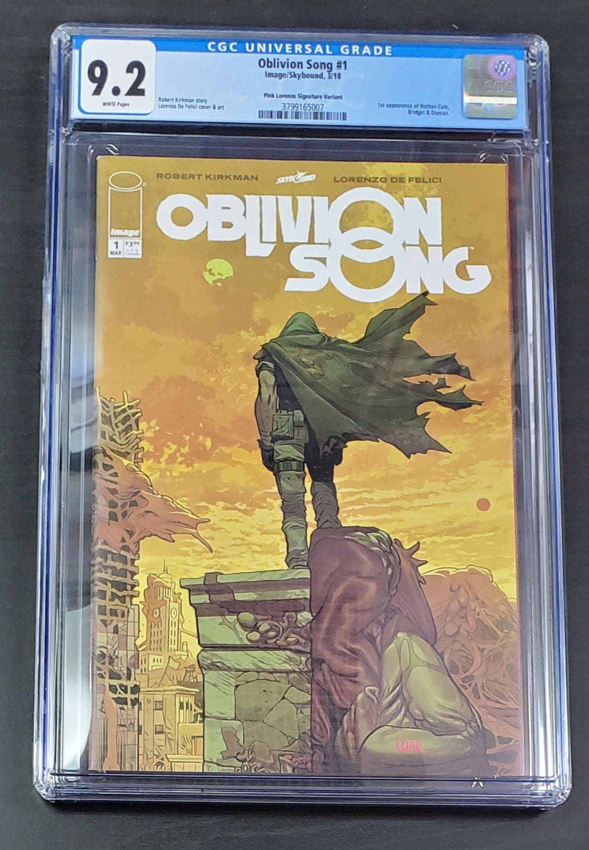 9.2 CGC OBLIVION SONG #1 PINK SIGNATURE CHASE VARIANT [3799165007] CGC IMAGE COMICS   