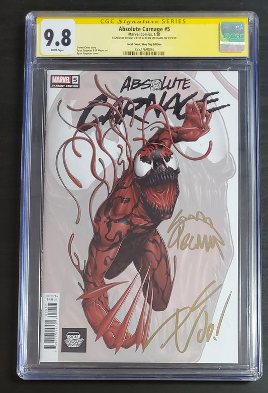 9.8 CGC ABSOLUTE CARNAGE #5 LCSD VARIANT DOUBLE SIGNED CATES & STEGMAN [2552769004]
