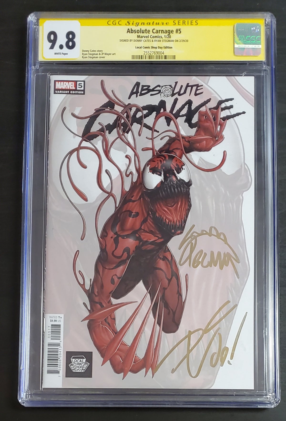 9.8 CGC ABSOLUTE CARNAGE #5 LCSD VARIANT DOUBLE SIGNED CATES & STEGMAN [2552769004] comic MARVEL COMICS   