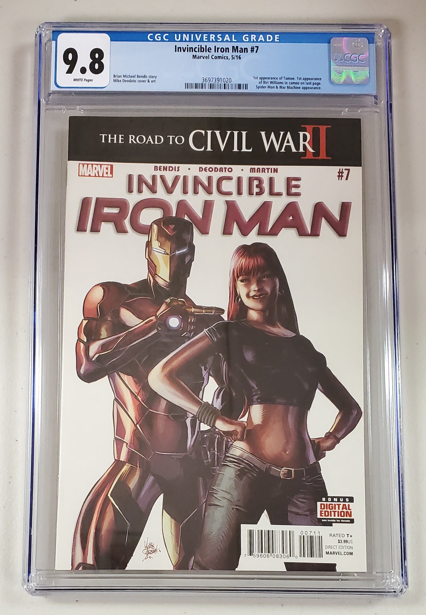 9.8 CGC INVINCIBLE IRON MAN #7 1ST PRINT (1ST APP CAMEO RIRI WILLIAMS) 2016 [3697391020] CGC MARVEL COMICS   