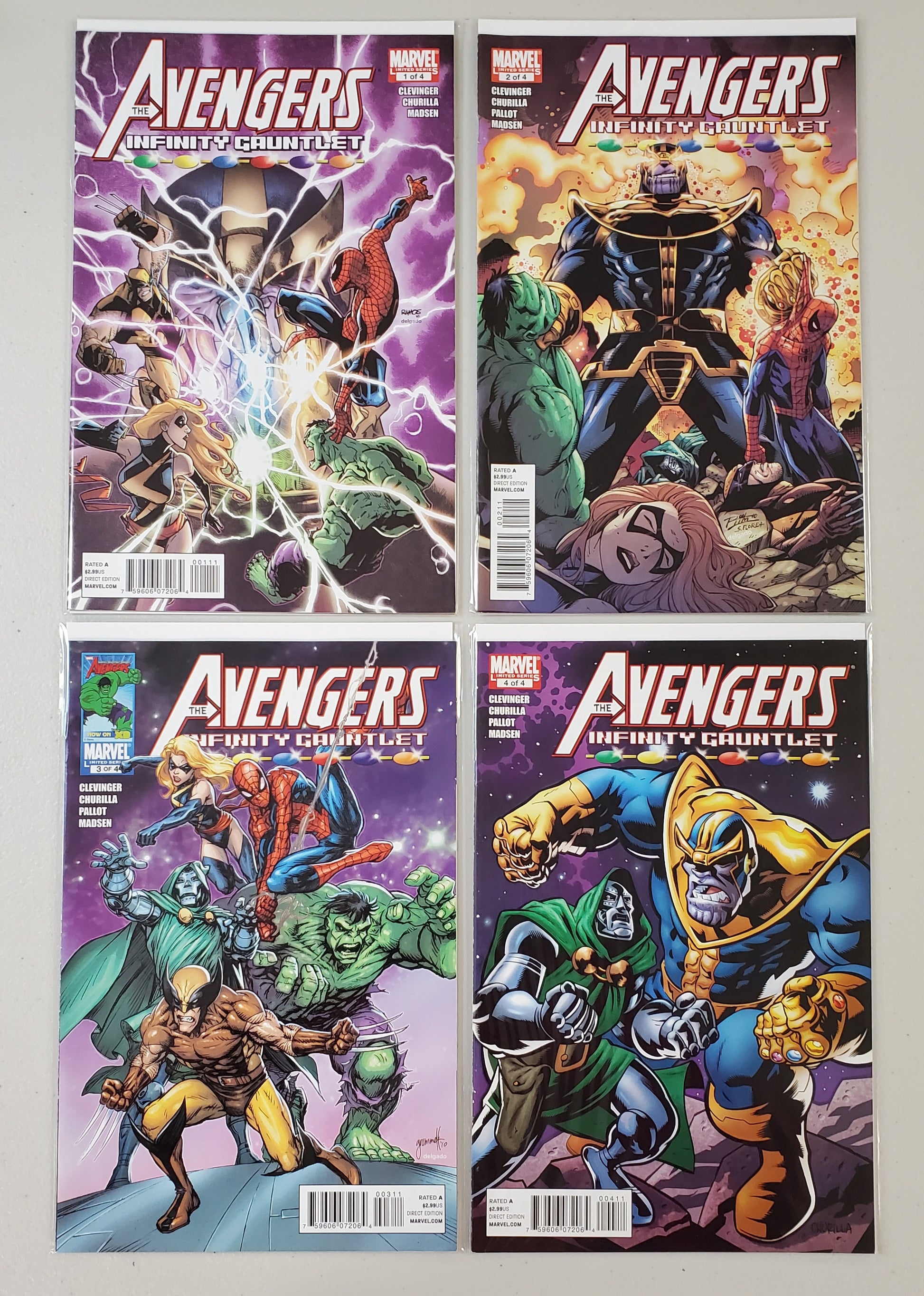 AVENGERS INFINITY GAUNTLET #1-#4 SET comic books MARVEL   