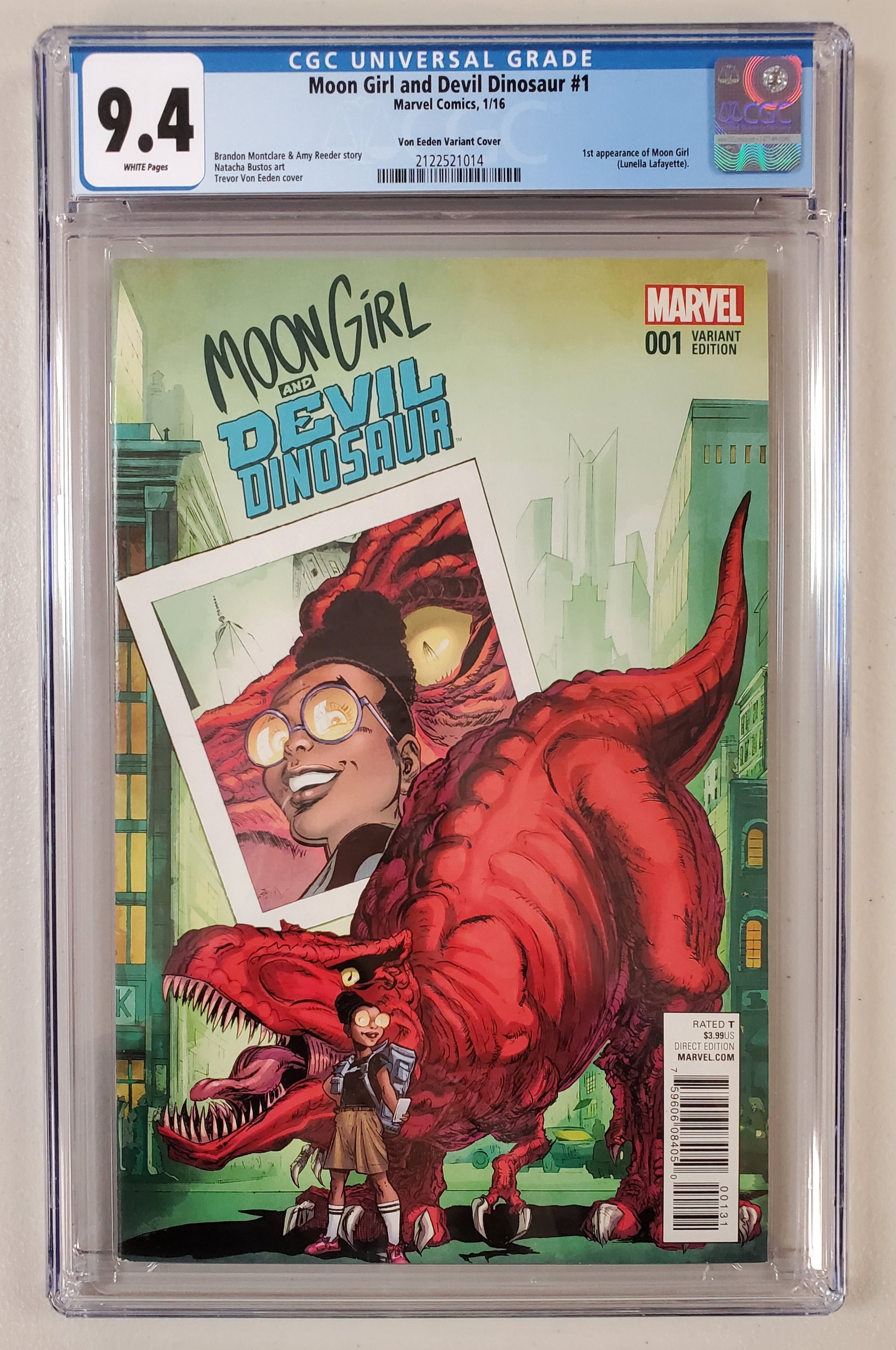 9.4 CGC MOON GIRL AND DEVIL DINOSAUR #1 1:25 VON EEDEN VARIANT (1ST APP MOON GIRL LUNELLA LAFAYETTE) [2122521014] Moon Girl and Devil Dinosaur MARVEL COMICS   