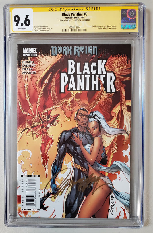 9.6 CGC SS BLACK PANTHER #5 SIGNED BY J SCOTT CAMPBELL (SHURI BECOMES BLACK PANTHER)