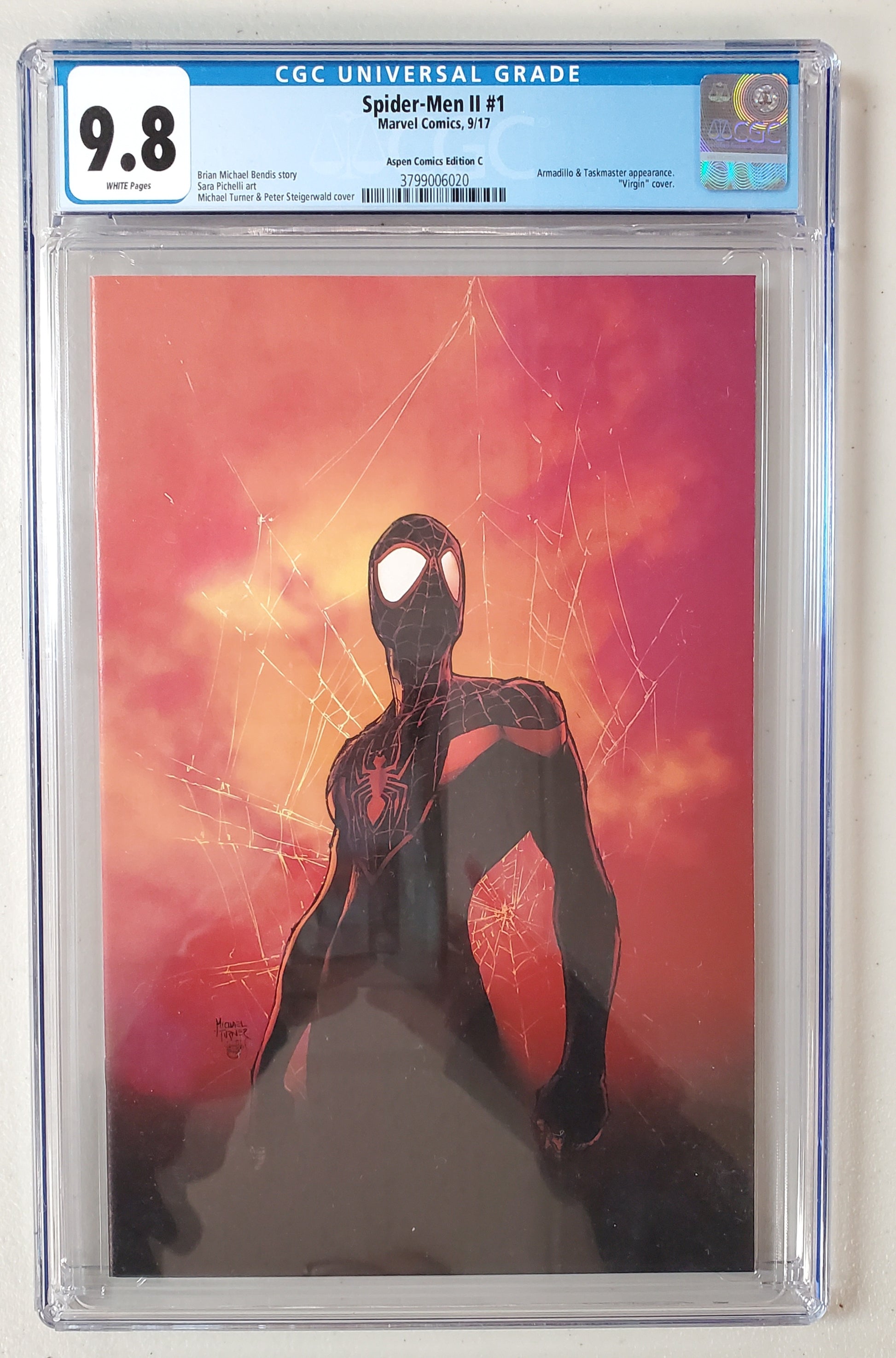 9.8 CGC Spider-Men II #1 Miles Morales Turner Virgin Variant [3799006020] CGC MARVEL COMICS   