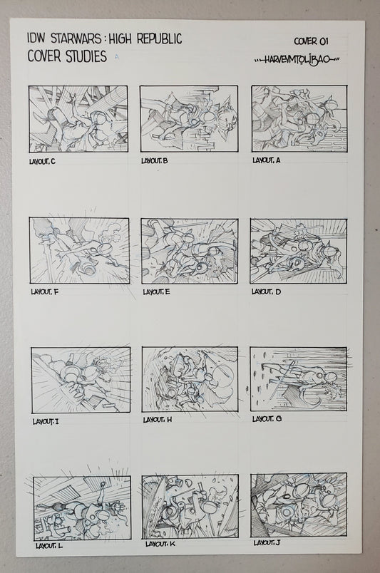 STAR WARS HIGH REPUBLIC ADVENTURES #1 COVER STUDY LAYOUTS HARVEY TOLIBAO