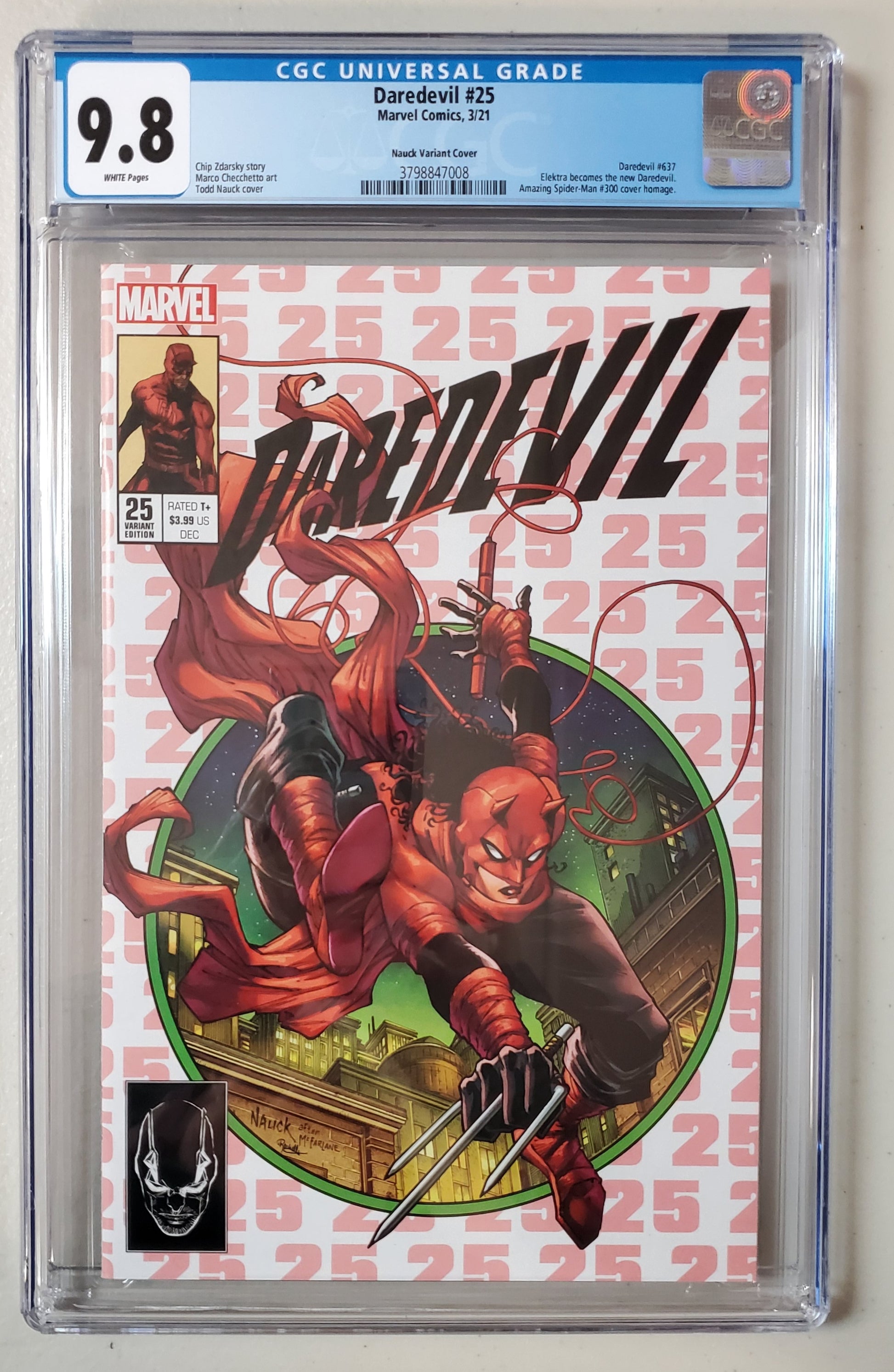 9.8 CGC DAREDEVIL #25 2ND PRINT NAUCK HOMAGE VARIANT [3798847008] comic book MARVEL COMICS   