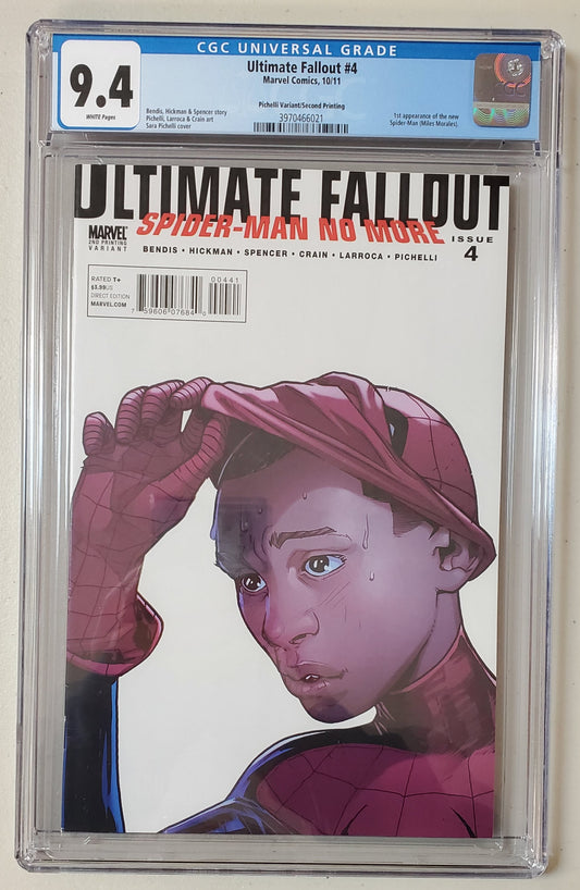 9.4 CGC ULTIMATE FALLOUT #4 PICHELLI 2ND PRINT VARIANT (1ST APP MILES MORALES) [3970466018]