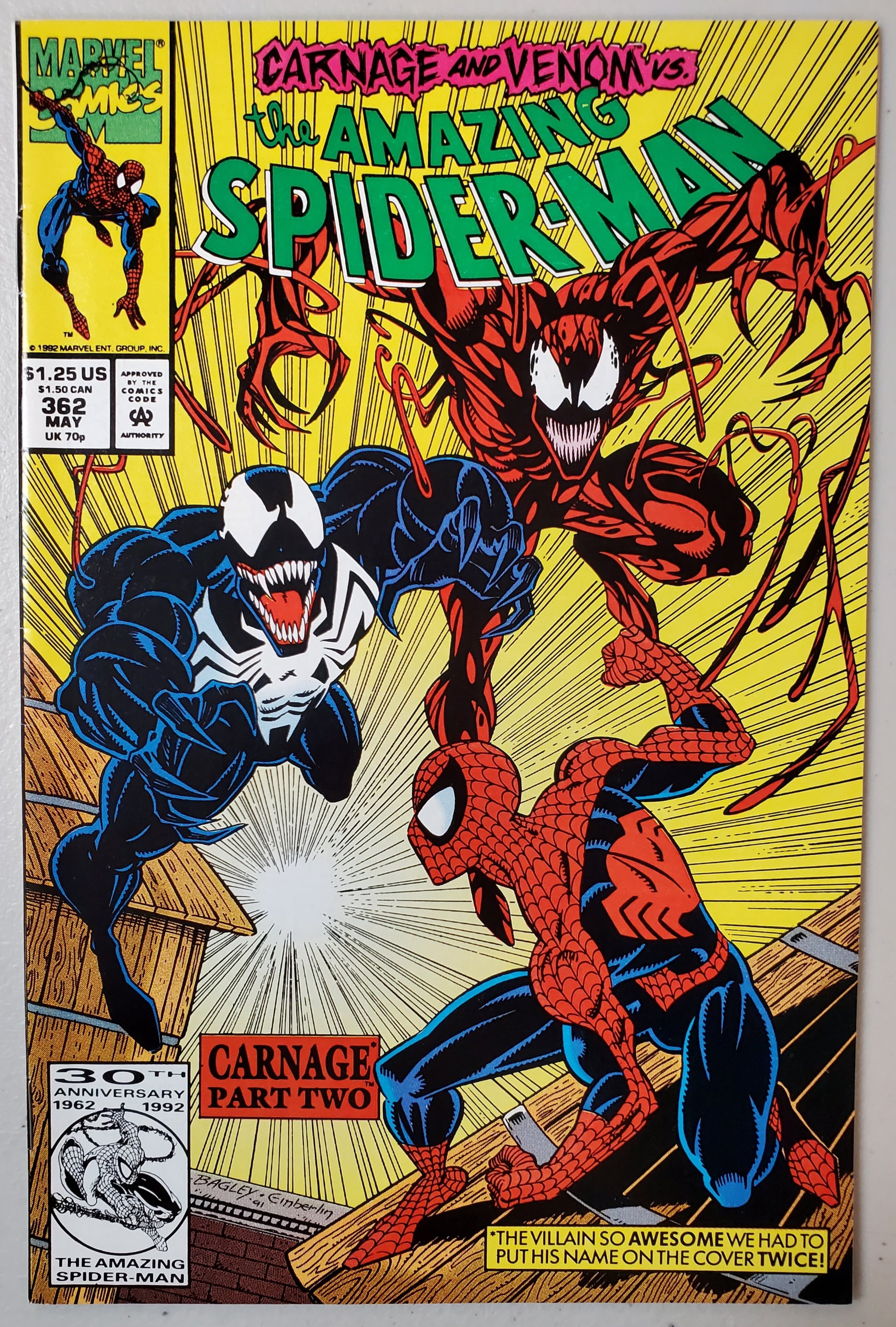 AMAZING SPIDER-MAN #362 1992 (2ND APP CARNAGE) comic books MARVEL COMICS   