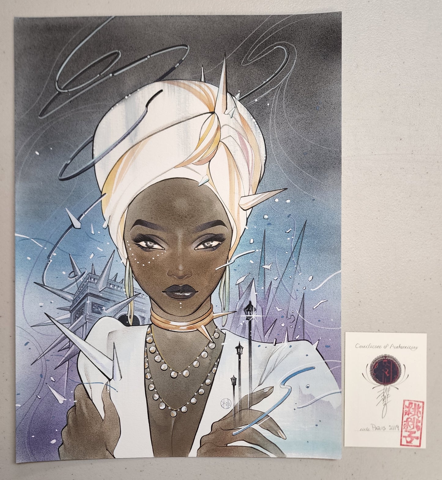 PARIS 2119 ORIGINAL WATERCOLOR COVER ART BY PEACH MOMOKO comic books MAGNETIC PRESS INC.   