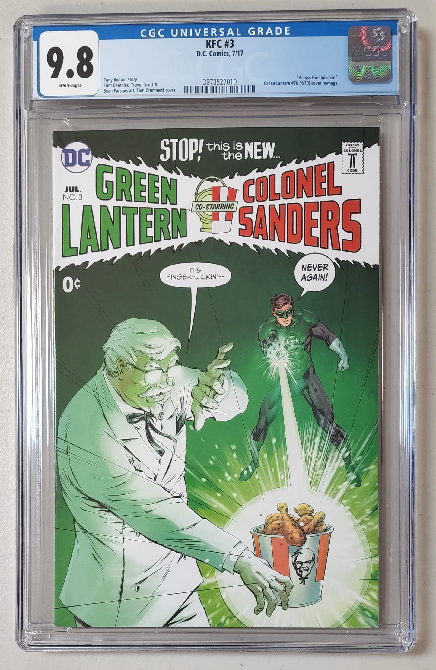 9.8 CGC KFC #3 SDCC GREEN LANTERN #76 HOMAGE 2017