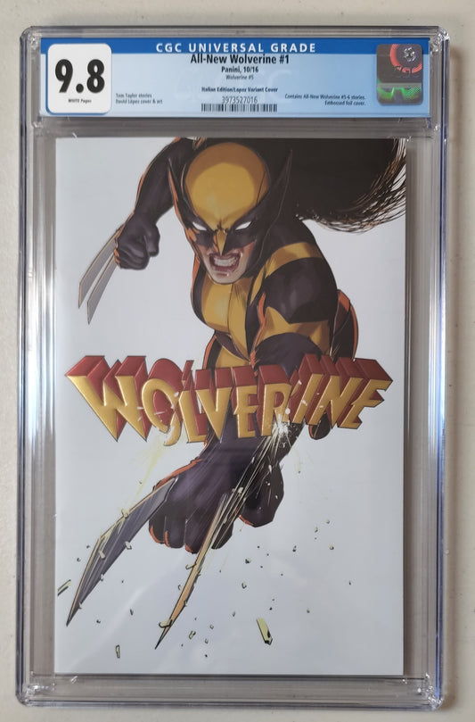 9.8 CGC ALL-NEW WOLVERINE #1 LOPEZ EMBOSSED FOIL VARIANT ITALIAN EDITION [3973529016]