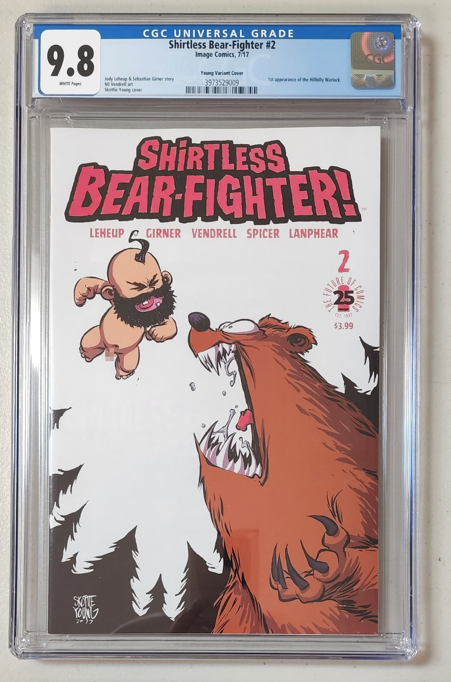 9.8 CGC SHIRTLESS BEAR FIGHTER #2 SKOTTIE YOUNG 1:15 VARIANT [3973529009]