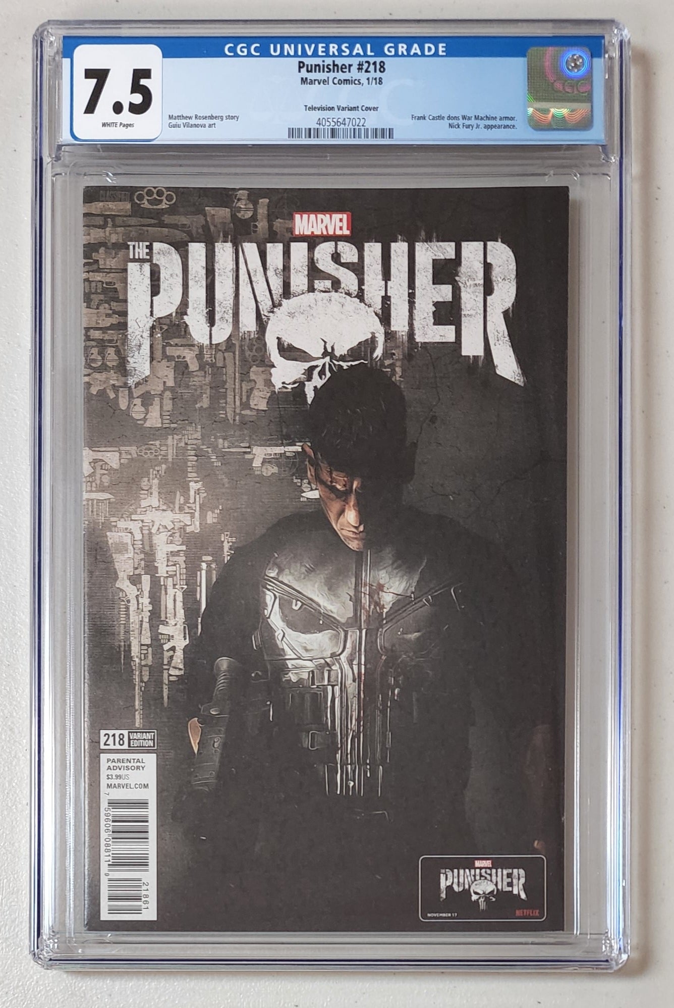 7.5 CGC PUNISHER #218 TV JOHN BERNTHAL VARIANT [4055647022] Punisher MARVEL COMICS   