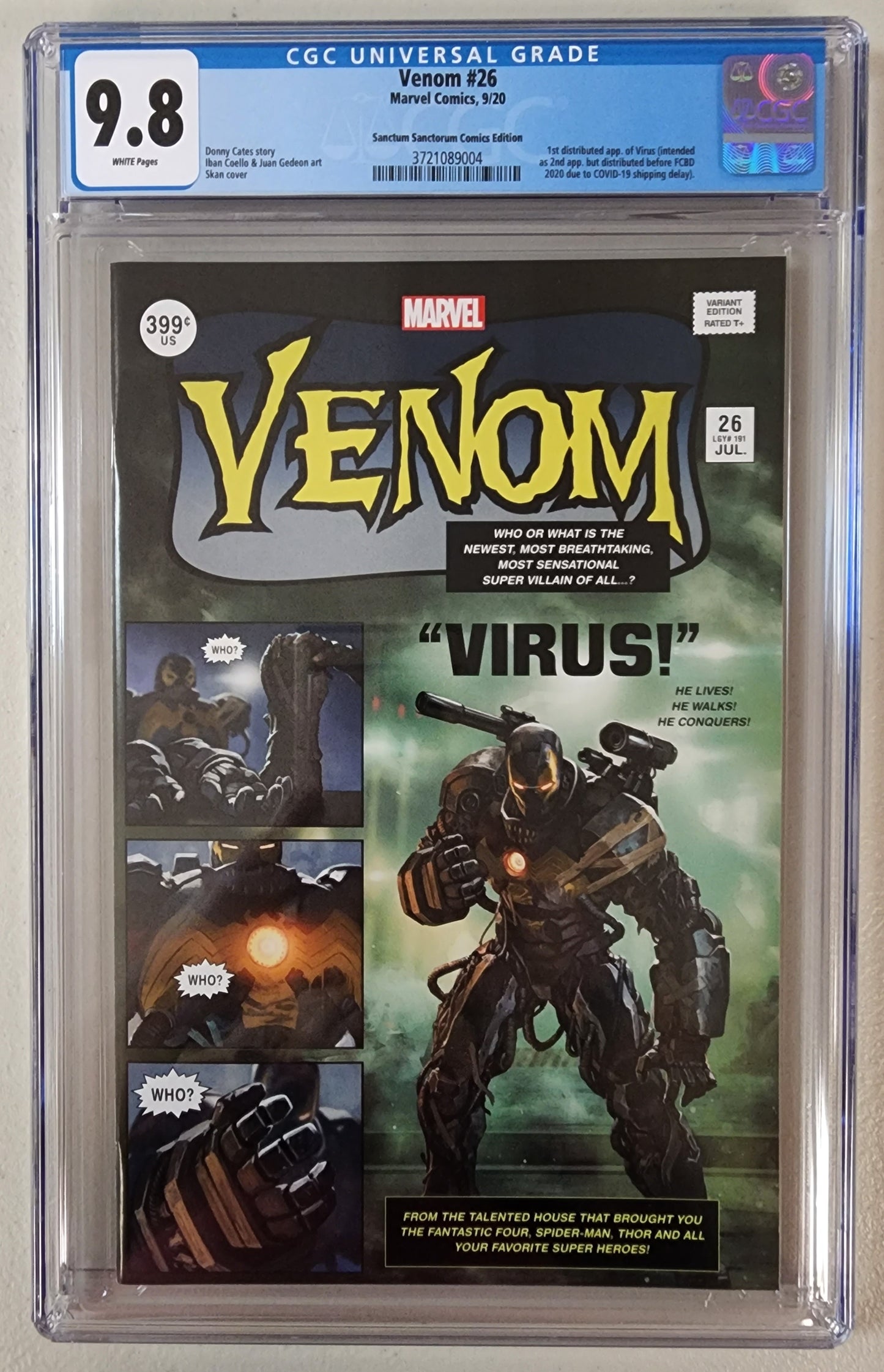 9.8 CGC VENOM #26 SSCO SKAN SRISUWAN HOMAGE VARIANT [3721089004] comic MARVEL COMICS   