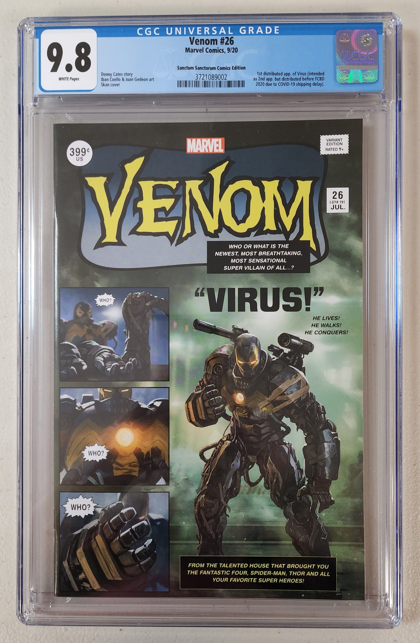 9.8 CGC VENOM #26 SSCO SKAN SRISUWAN HOMAGE VARIANT [3721089002] comic MARVEL COMICS   