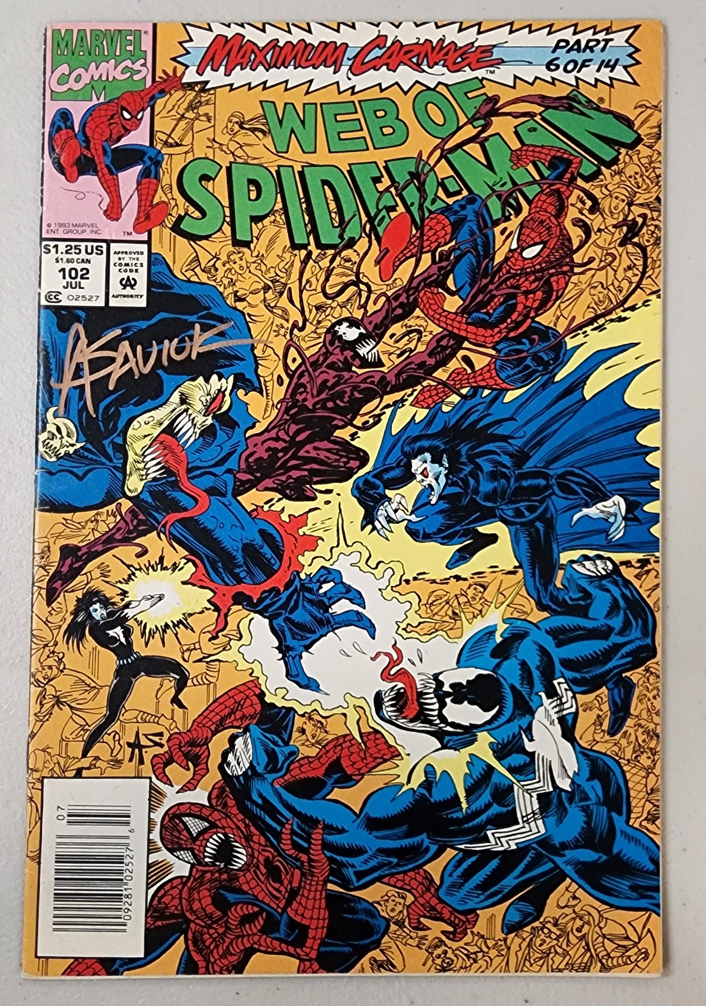 WEB OF SPIDER-MAN #102 SIGNED BY ALEX SAVIUK 1993 comic books MARVEL COMICS   