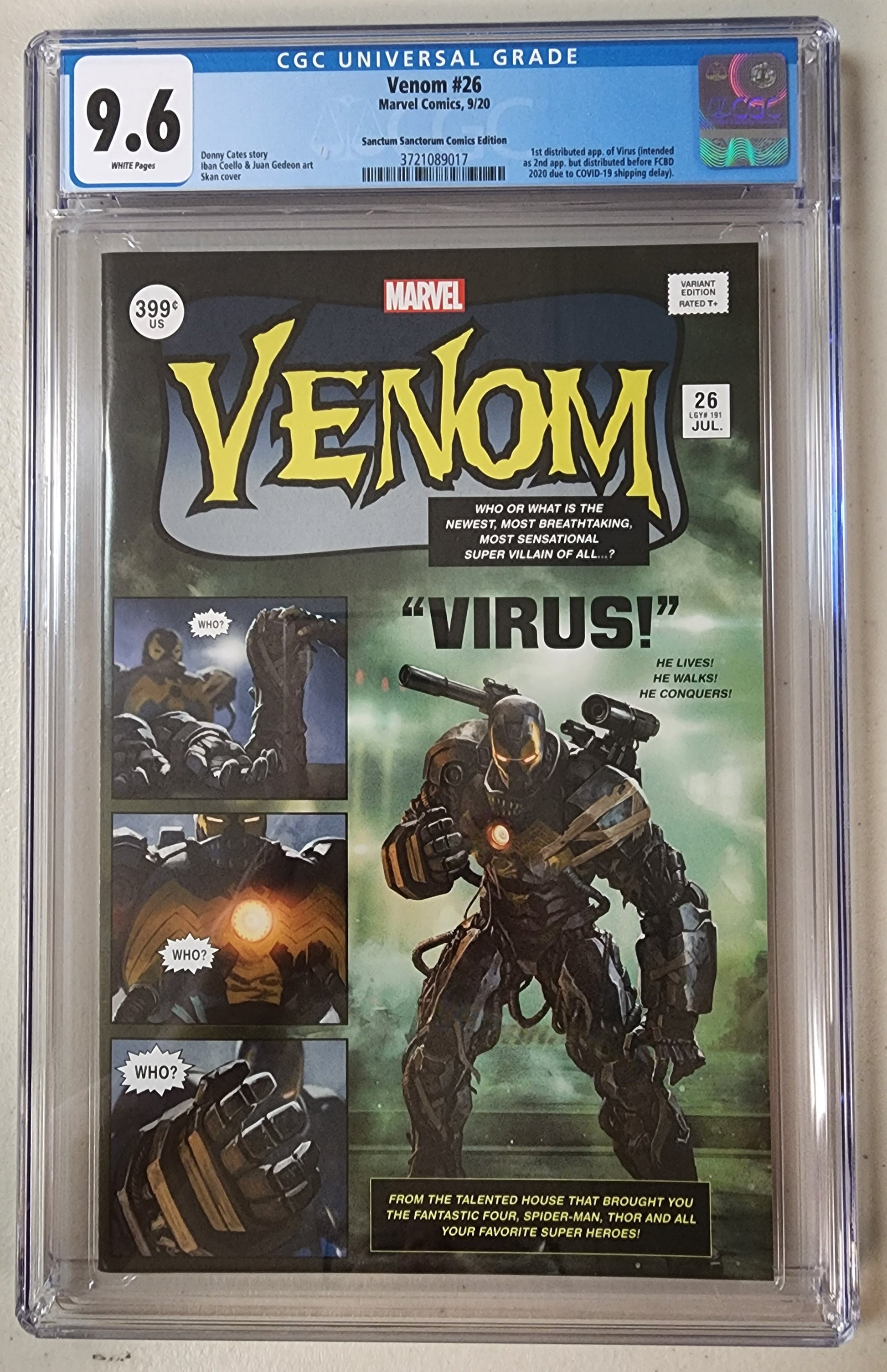 9.6 CGC VENOM #26 SSCO SKAN SRISUWAN HOMAGE VARIANT [3721089017] comic MARVEL COMICS   