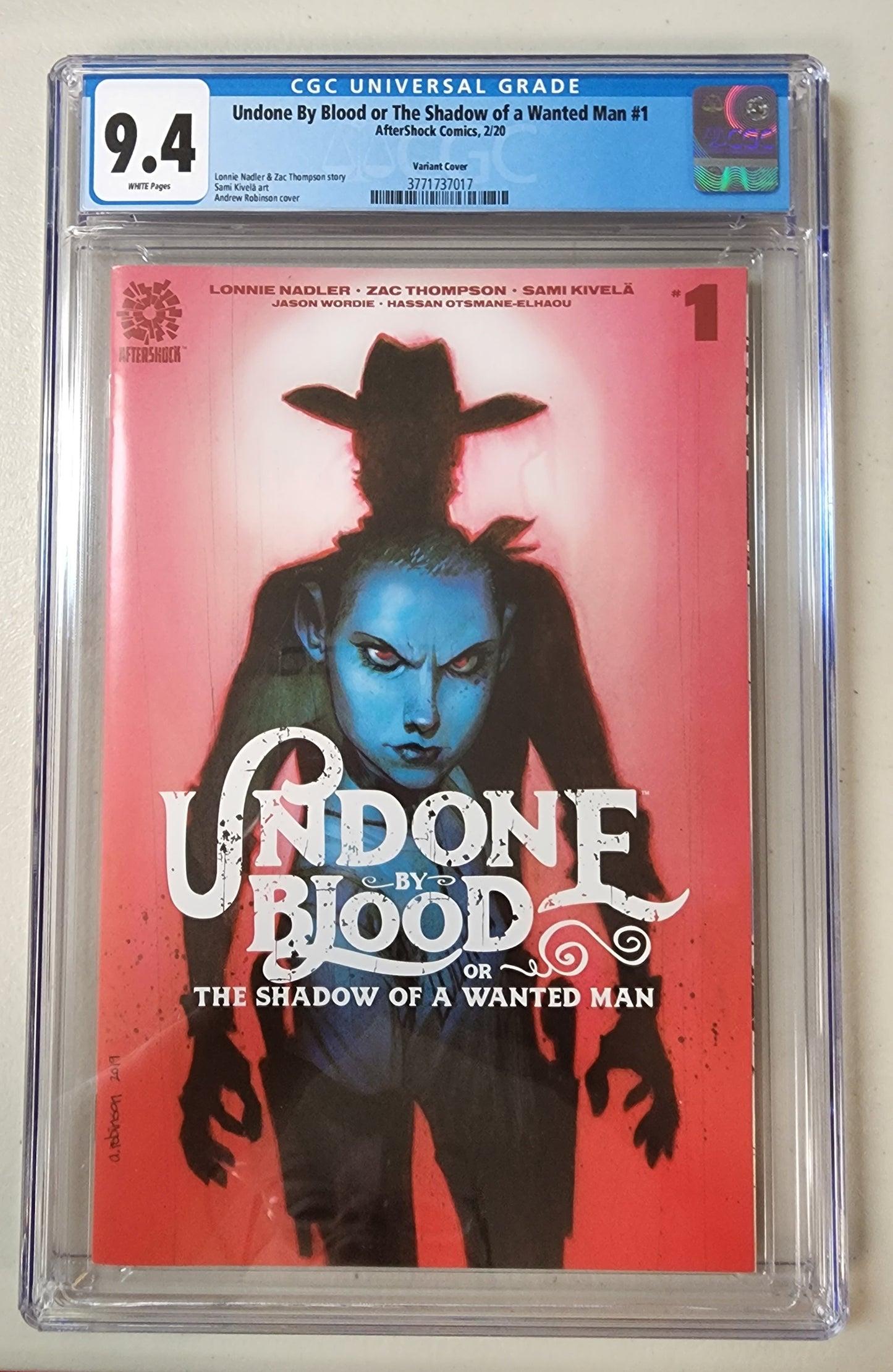 9.4 CGC UNDONE BY BLOOD SHADOW OF A WANTED MAN #1 1:15 VARIANT [3798851017]