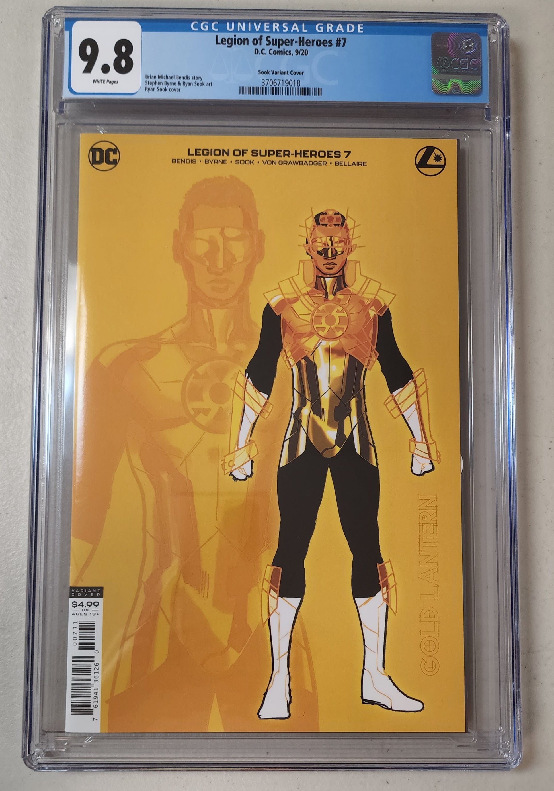 9.8 CGC LEGION OF SUPER-HEROES #7 SOOK 1:25 GOLD LANTERN VARIANT [370679018] comic book DC COMICS   