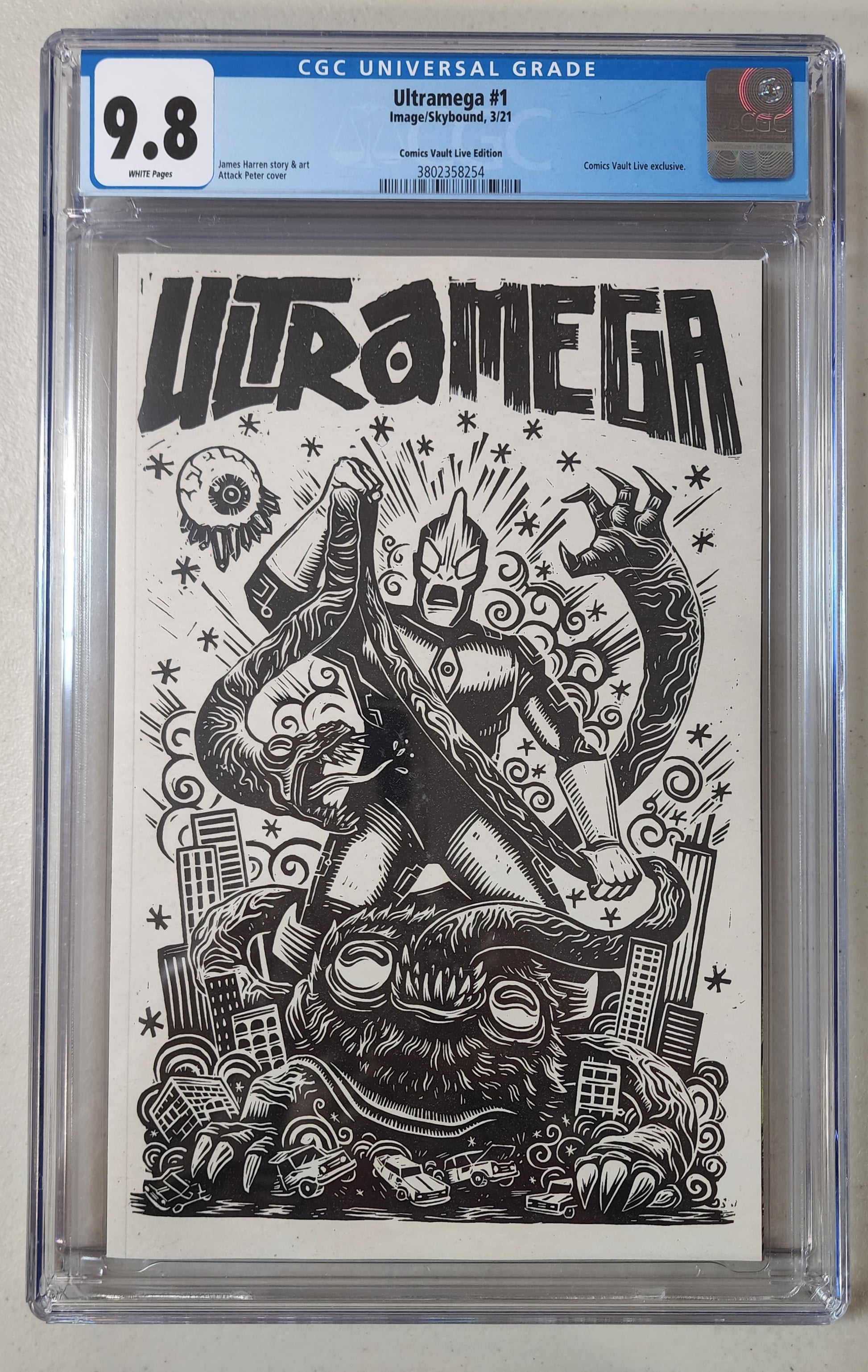 9.8 CGC ULTRAMEGA #1 ATTACK PETER COMICS VAULT LIVE VARIANT [3802358254] CGC CGC   