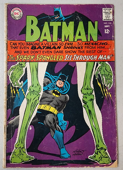 BATMAN #195 1967 (ORIGIN & 1ST APP OF BAG O' BONES NED CREEGAN)