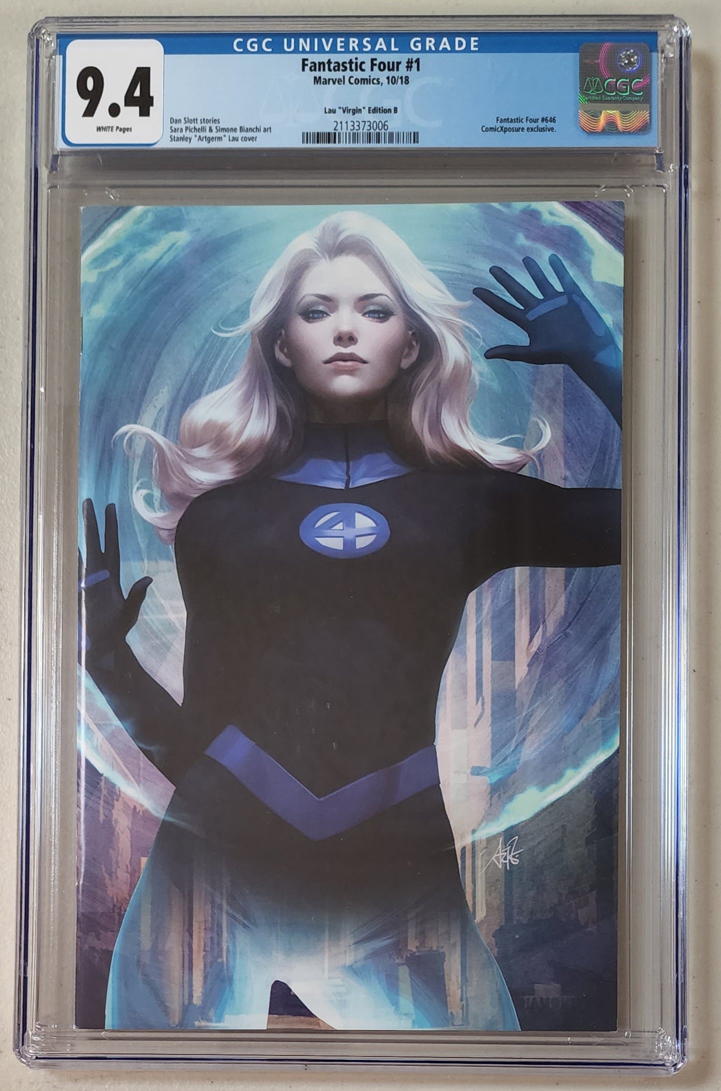 9.4 CGC FANTASTIC FOUR #1 ARTGERM INVISIBLE WOMAN VIRGIN VARIANT [2113373006] Fantastic Four MARVEL COMICS   