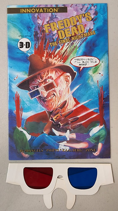 FREDDYS DEAD FINAL NIGHTMARE 3-D WITH 3-D GLASSES 1991 comic book INNOVATION   