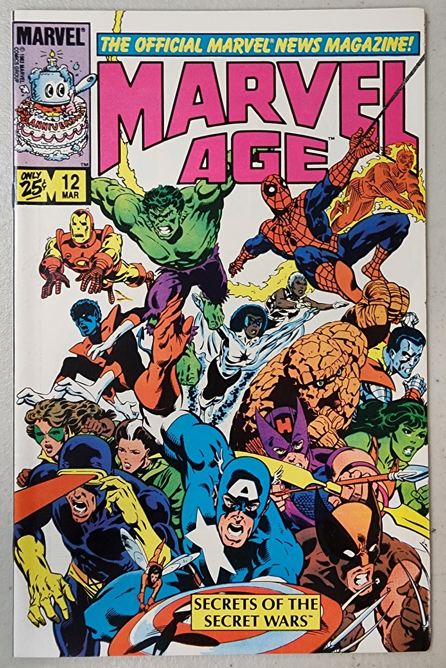 MARVEL AGE #12 1984 (SPIDER-MAN BLACK COSTUME CONCEPT ART.  PREDATES ASM #252)