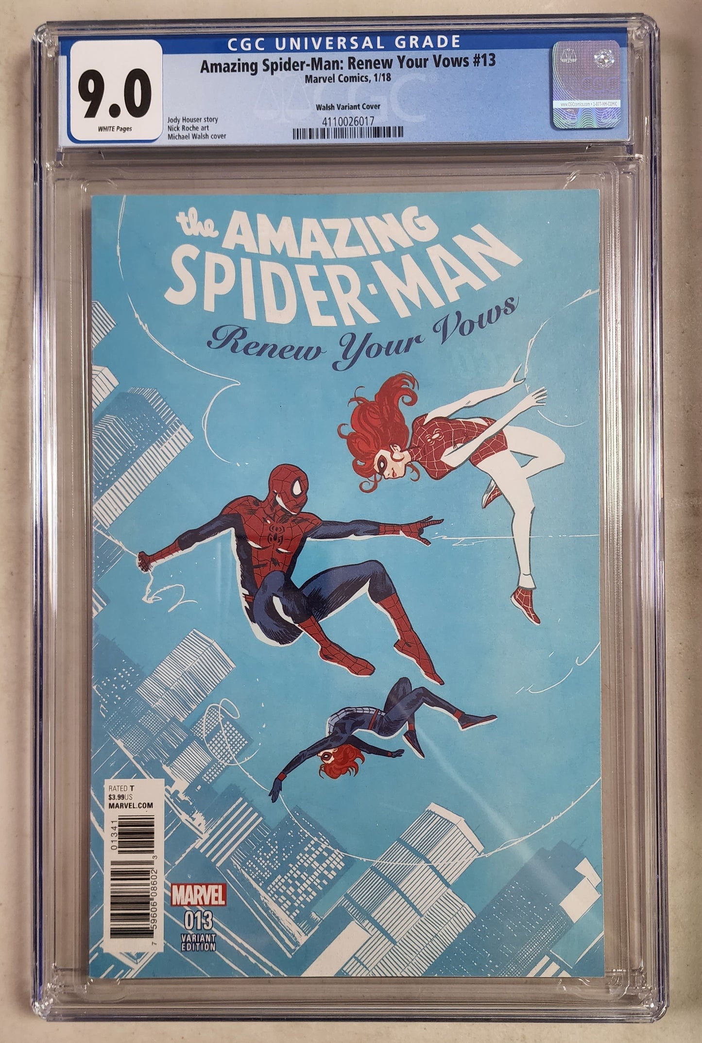 9.0 CGC AMAZING SPIDER-MAN RENEW YOUR VOWS #13 WALSH 1:25 VARIANT [4110026017]