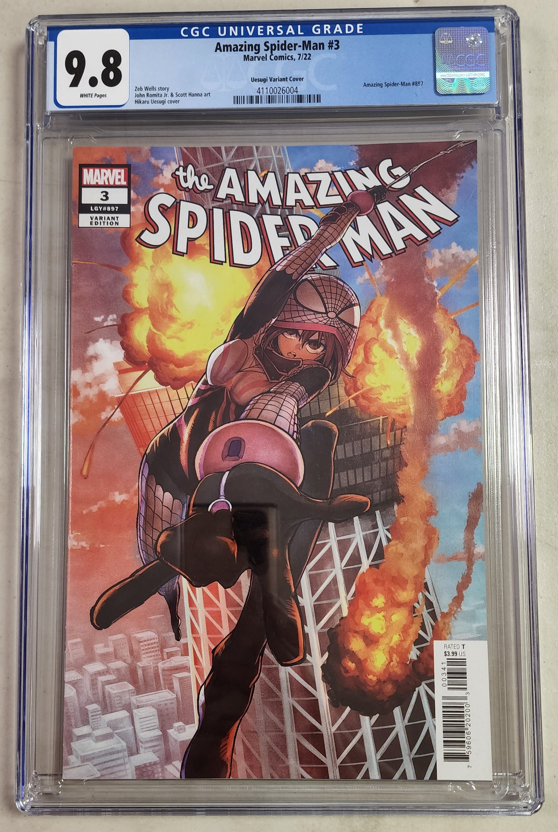 9.8 CGC AMAZING SPIDER-MAN #3 1:100 UESUGI VARIANT [4110026004] comic MARVEL COMICS   