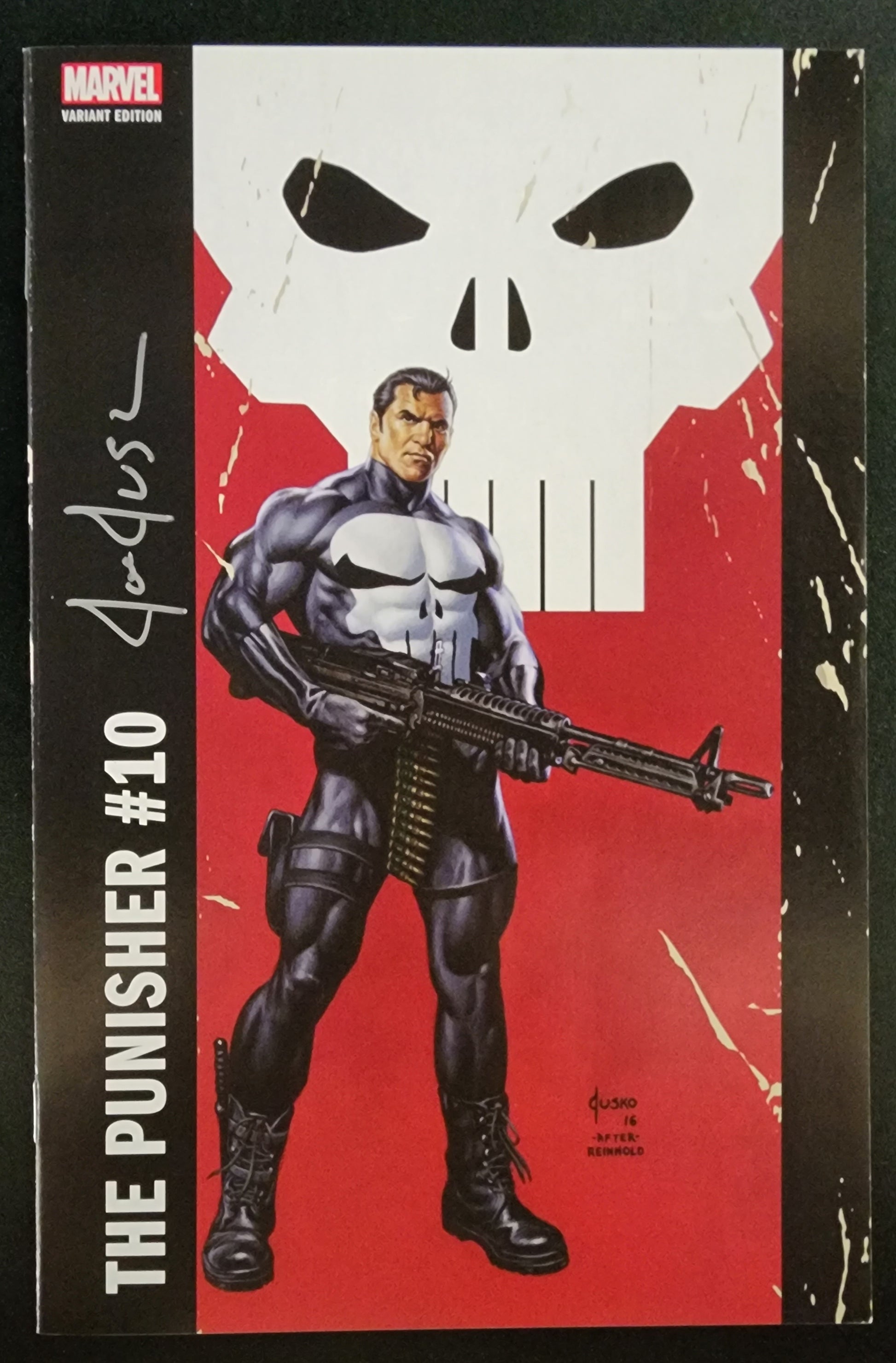 PUNISHER #10 CORNER BOX VARIANT SIGNED BY JOE JUSKO 2017 Punisher MARVEL COMICS   