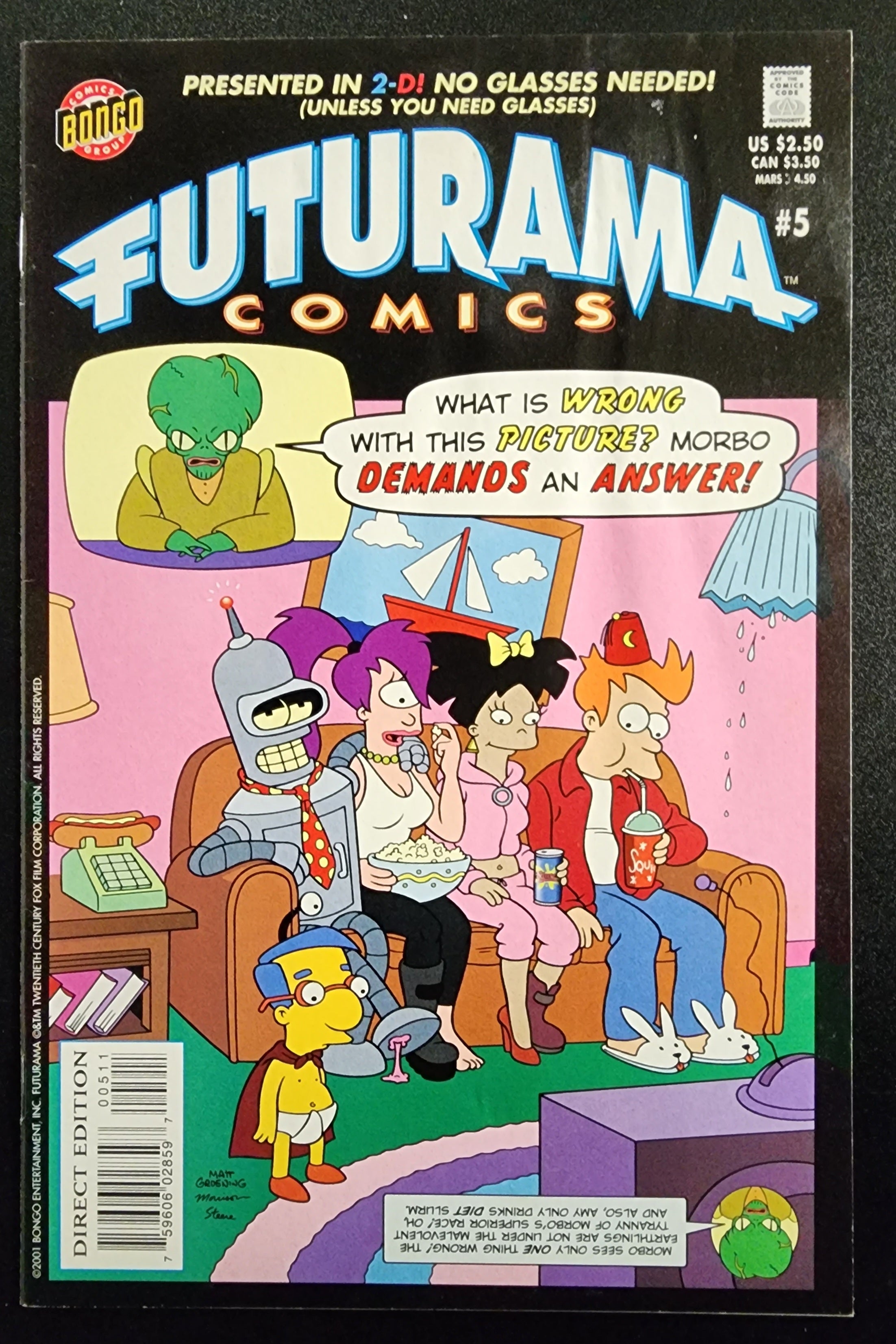 Bongo Comics - Futurama #1 - Near Mint Condition - Pristine White hot Pages - Rare Comic Book - 2000